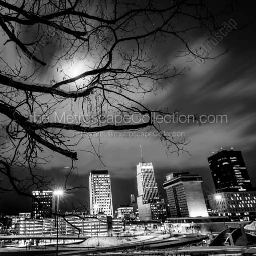 The Akron Skyline from Glendale Park -- Akron Black and White Photography