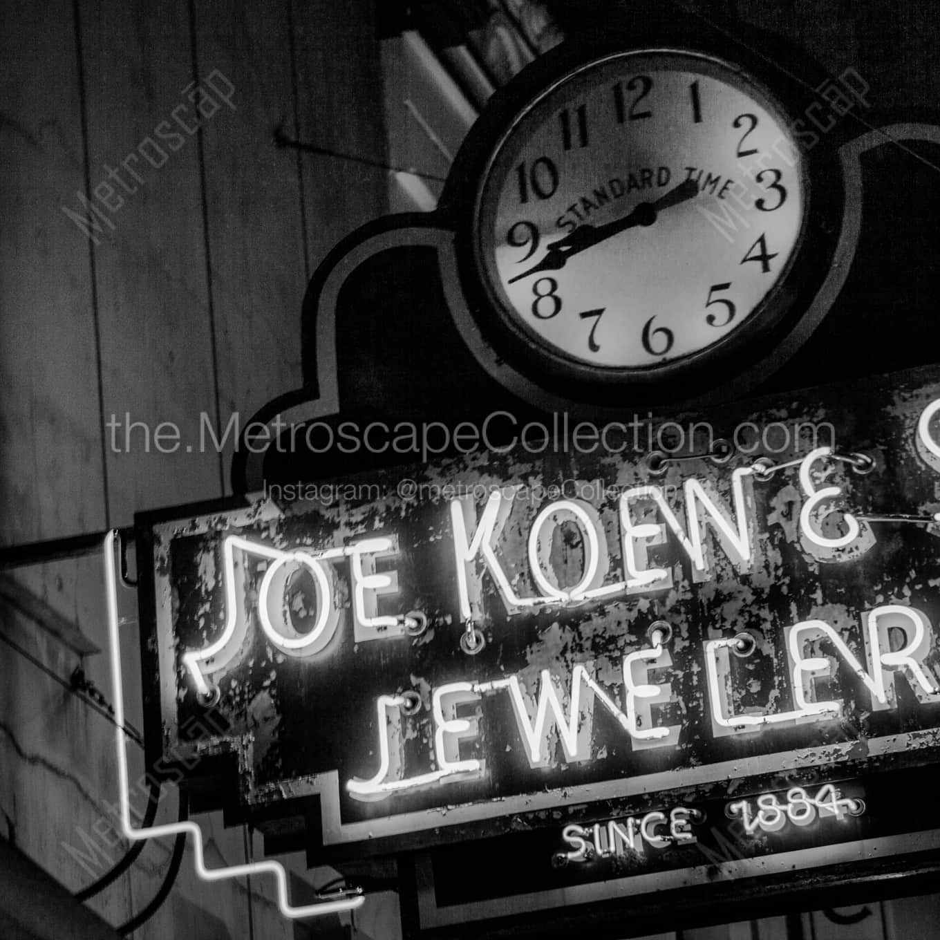The Joe Koew and Sons Jewelers Neon Sign architecture black and white Photography square crop