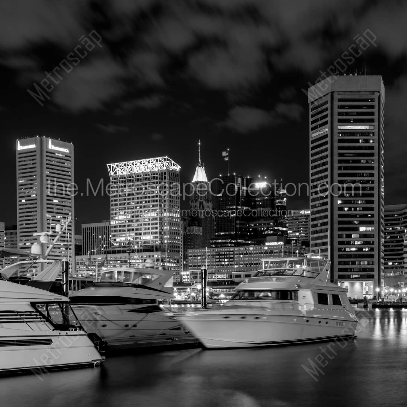 The Baltimore Inner Harbor Skyline architecture black and white Photography square crop