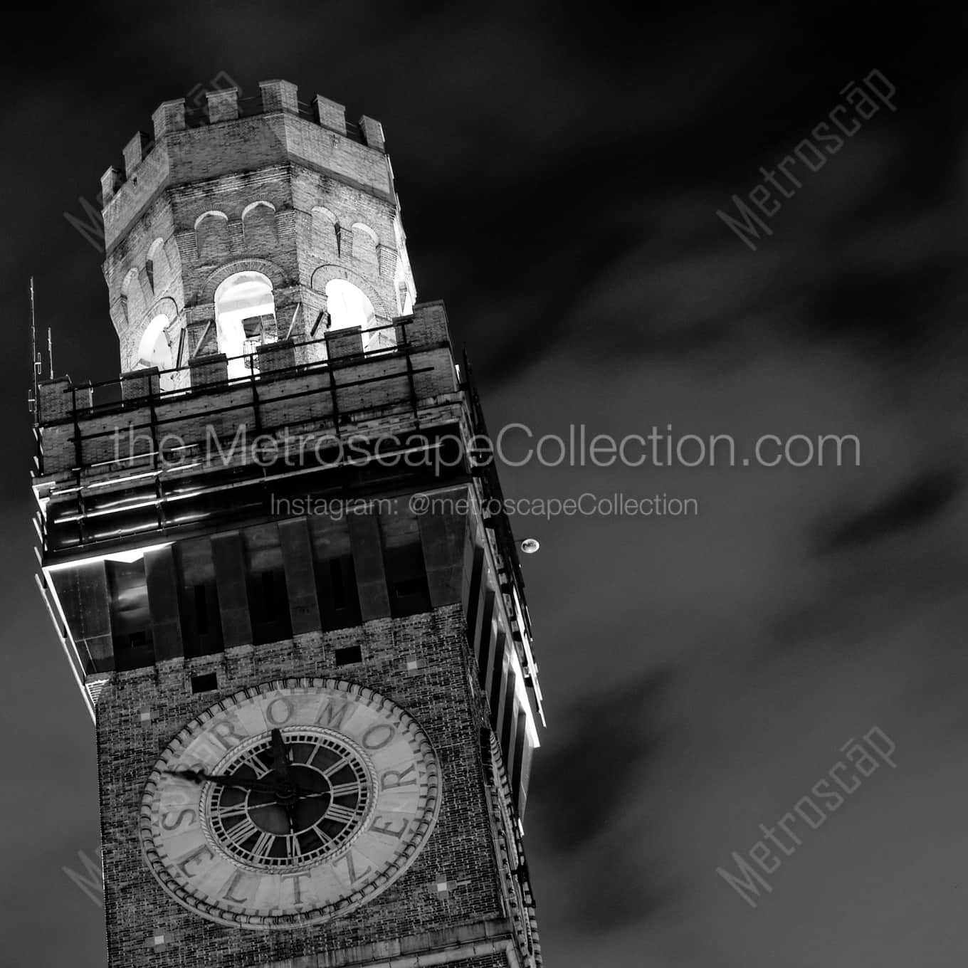 The Bromo Seltzer Tower on the campus of Maryland University architecture black and white Photography The Bromo Seltzer Tower on the campus of Maryland University architecture black and white Photography square crop