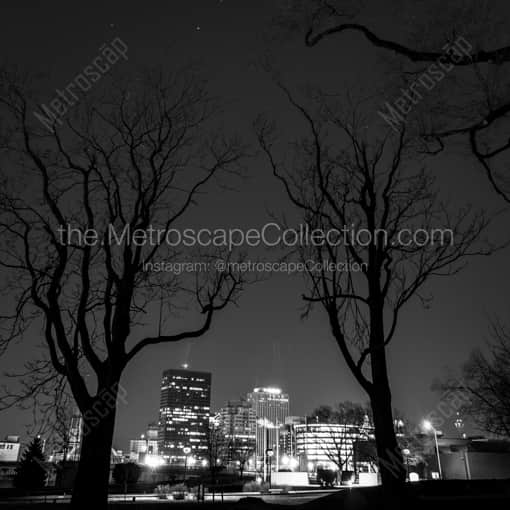 The Dayton Skyline under the Stars -- Dayton Black and White Photography