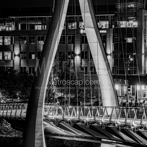 Dublin Bridge Park at Night -- Dublin Black and White Images