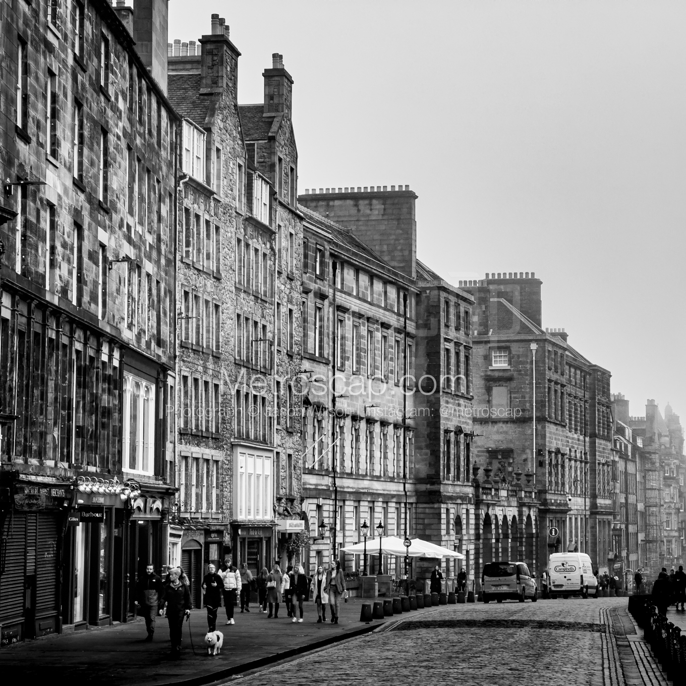 The Royal Mile in Old Town Edinburgh architecture black and white Photography square crop
