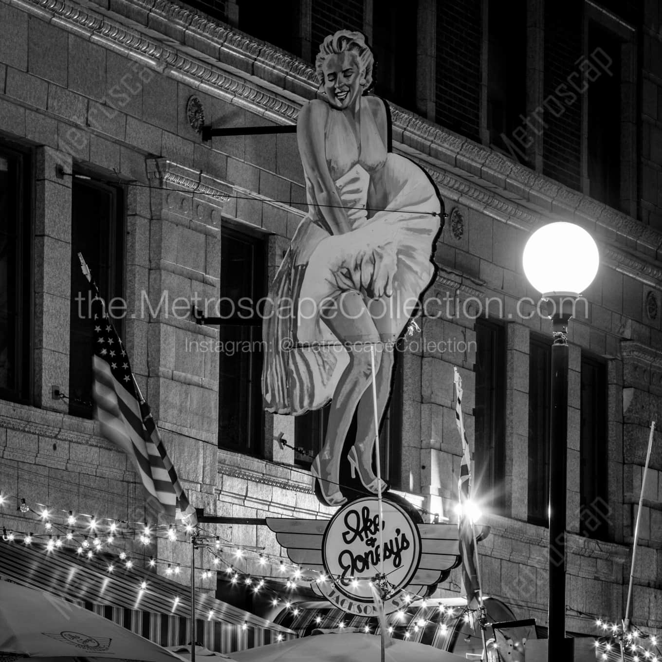 Ike and Jonnys at Night architecture black and white Photography Ike and Jonnys at Night architecture black and white Photography square crop