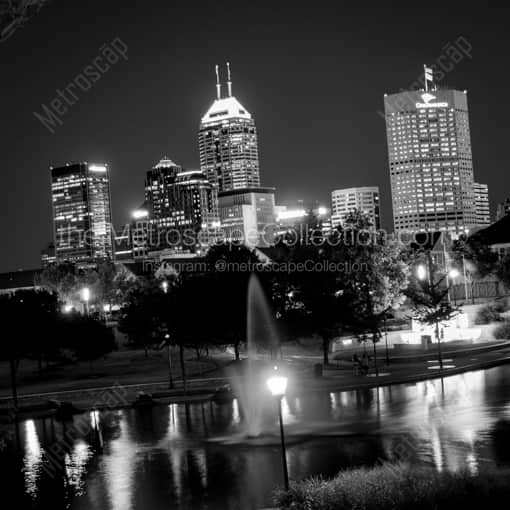 The Indy Skyline Tilted -- Indianapolis Black and White Photography