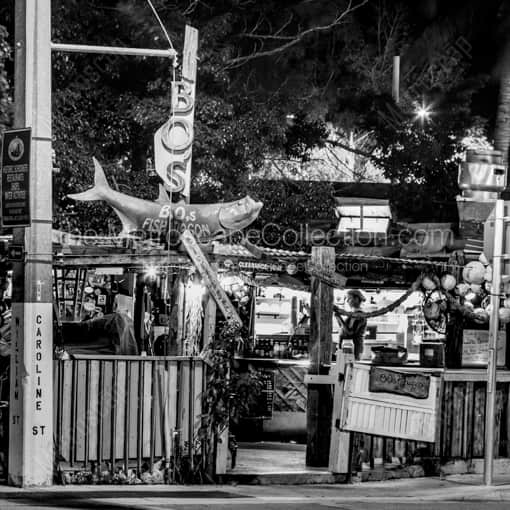 Bos Fishwagon at Night -- Key West Black and White Photography