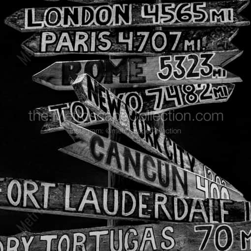 A Mileage Signpost -- Key West Black and White Photography