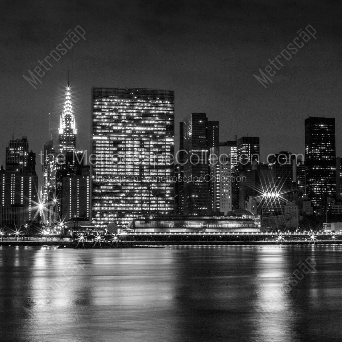 The New York City Skyline with the UN Building architecture black and white Pictures The New York City Skyline with the UN Building architecture black and white Pictures square crop