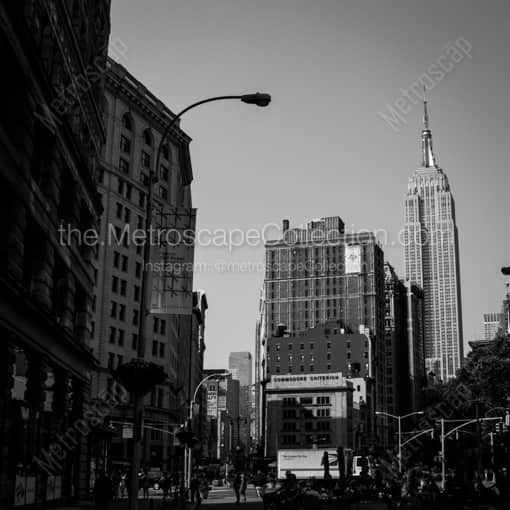 Matte Black WOOD Framed Black and White New York City Photograph: The Flatiron District adjacent to Madison Square Park in a Square Matte Black Wood Frame