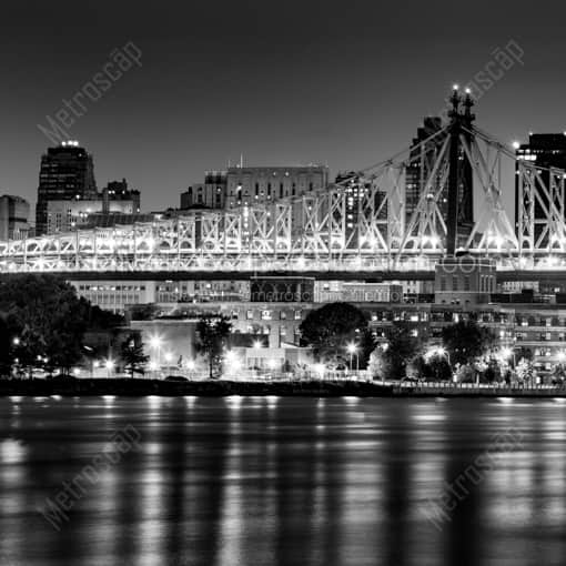 Matte Black WOOD Framed Black and White New York City Photograph: The Queensboro Bridge in a Square Matte Black Wood Frame