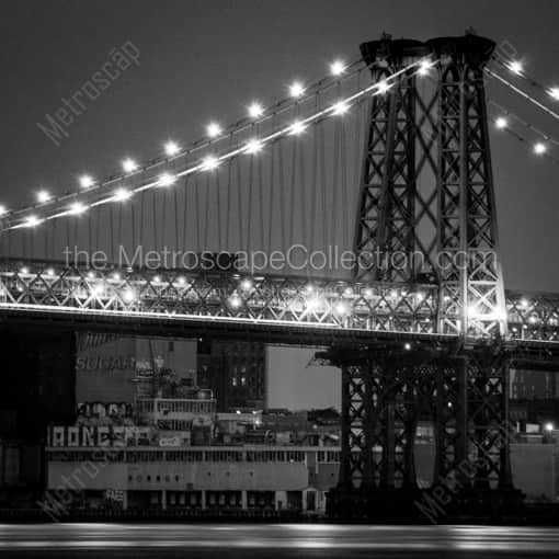 Matte Black WOOD Framed Black and White New York City Photograph: The Williamsburg Bridge in a Square Matte Black Wood Frame
