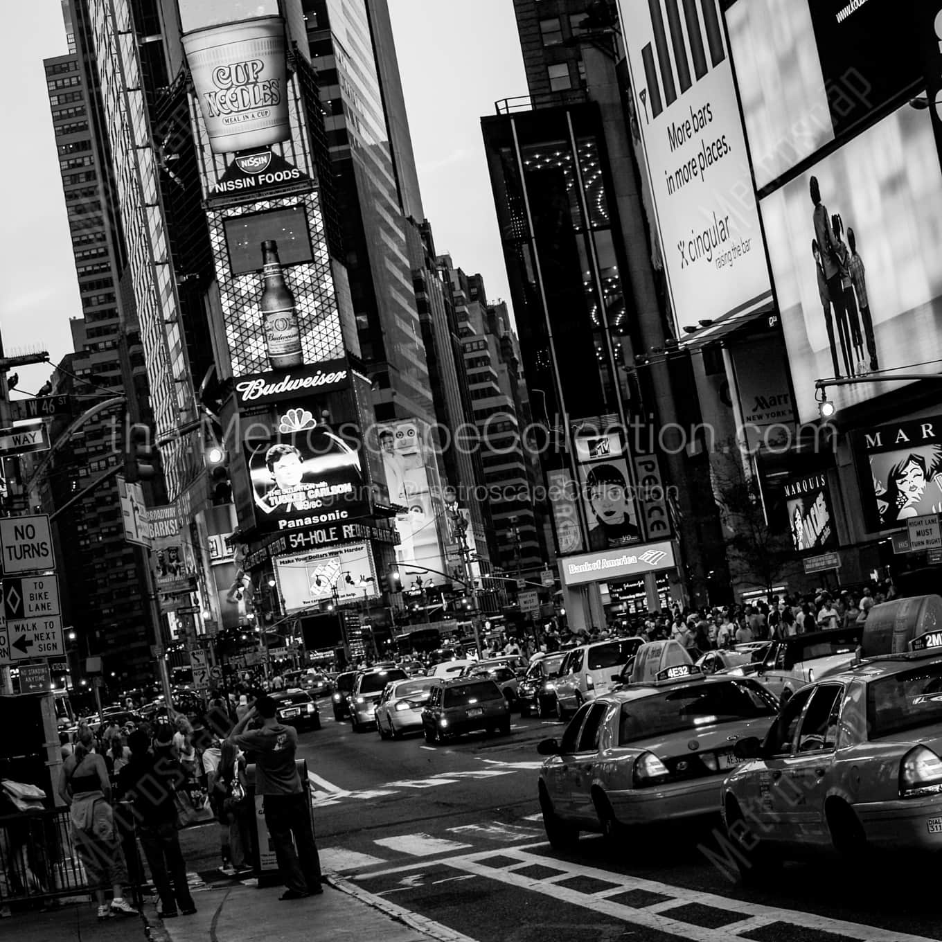 Traffic Jams in Times Square at Rush Hour architecture black and white Photography square crop