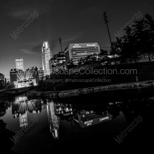 The Omaha Skyline from the Leahy Mall -- Omaha Black and White Photography