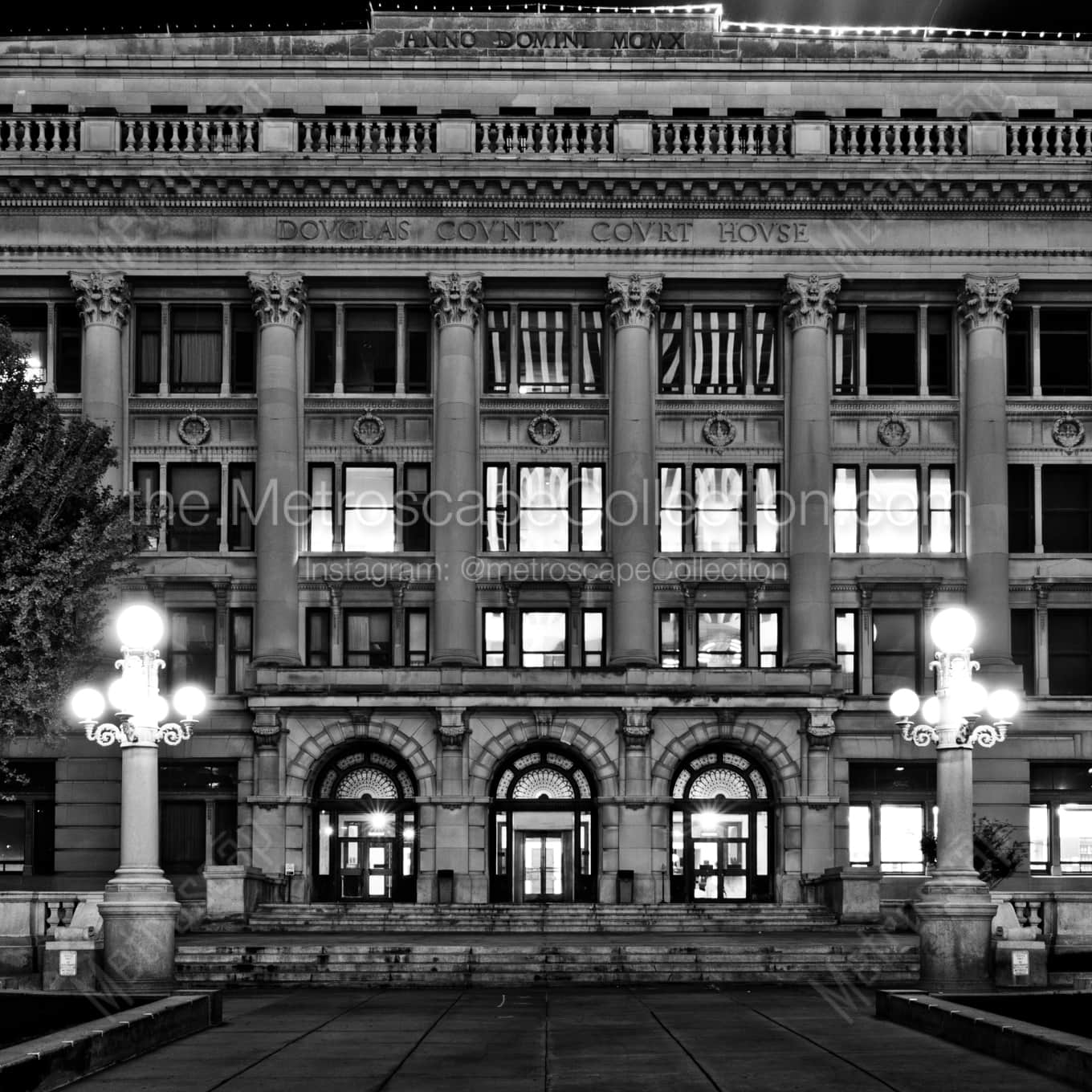 The Douglas County Court House architecture black and white Photography square crop