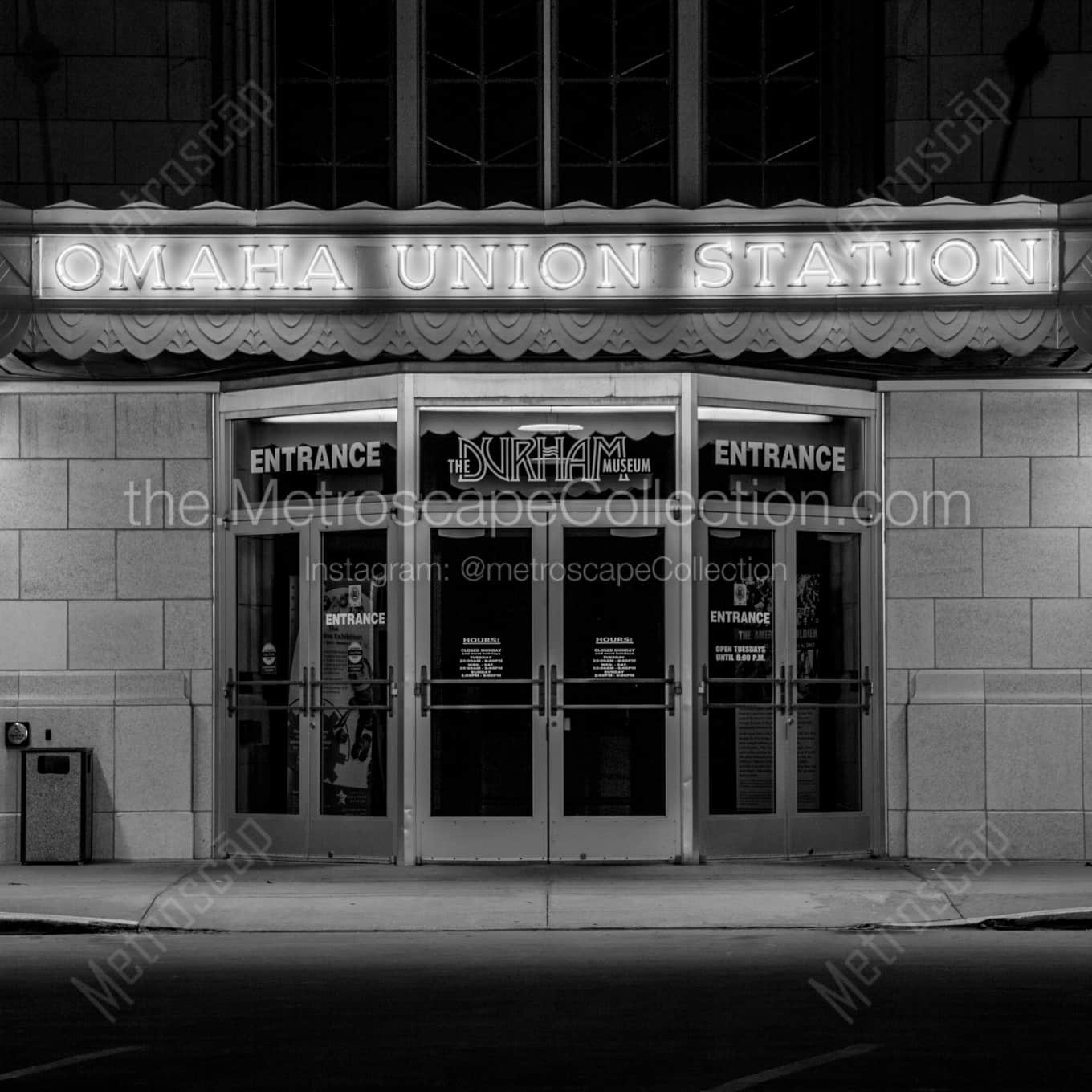 The Omaha Union Station Durham Museum architecture black and white Photography The Omaha Union Station Durham Museum architecture black and white Photography square crop