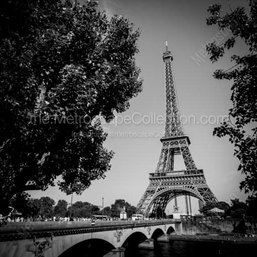 The Eiffel Tower from the Rive Droite -- Paris Black and White Photography