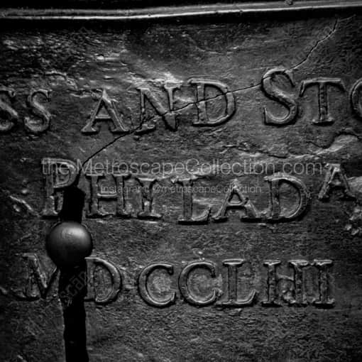 A Detail Shot of the Liberty Bell -- Philadelphia Black and White Photography