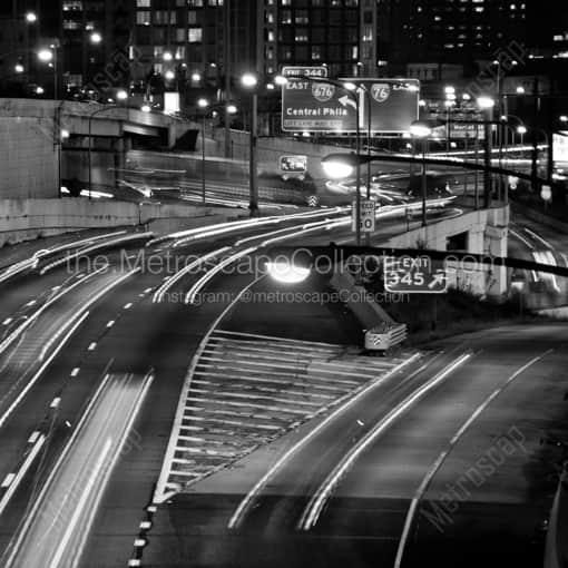 Philadelphia Black and White Photography of The Central Philadelphia Exit on I-76 in Center City The Central Philadelphia Exit on I-76 in Center City -- Philadelphia Black and White Photography