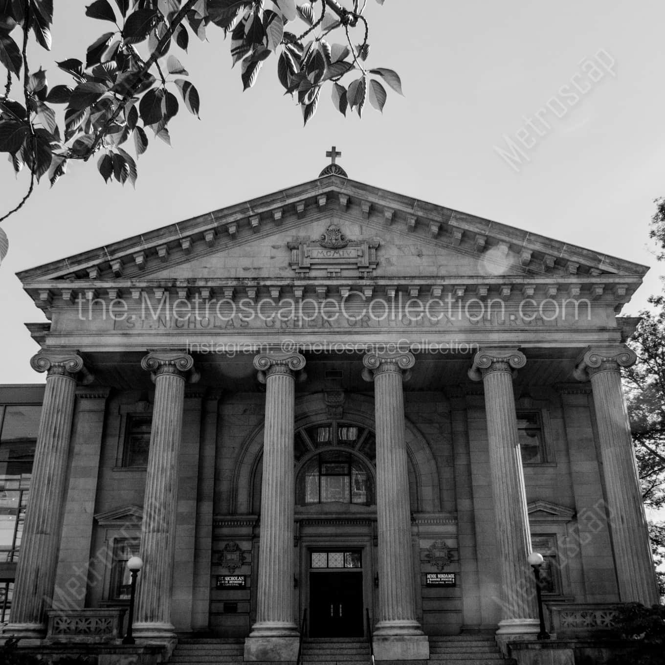 The St. Nicholas Greek Orthodox Church architecture black and white Photography square crop
