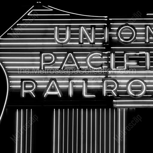 The Union Pacific Railroad Sign -- Salt Lake City Black and White Photography