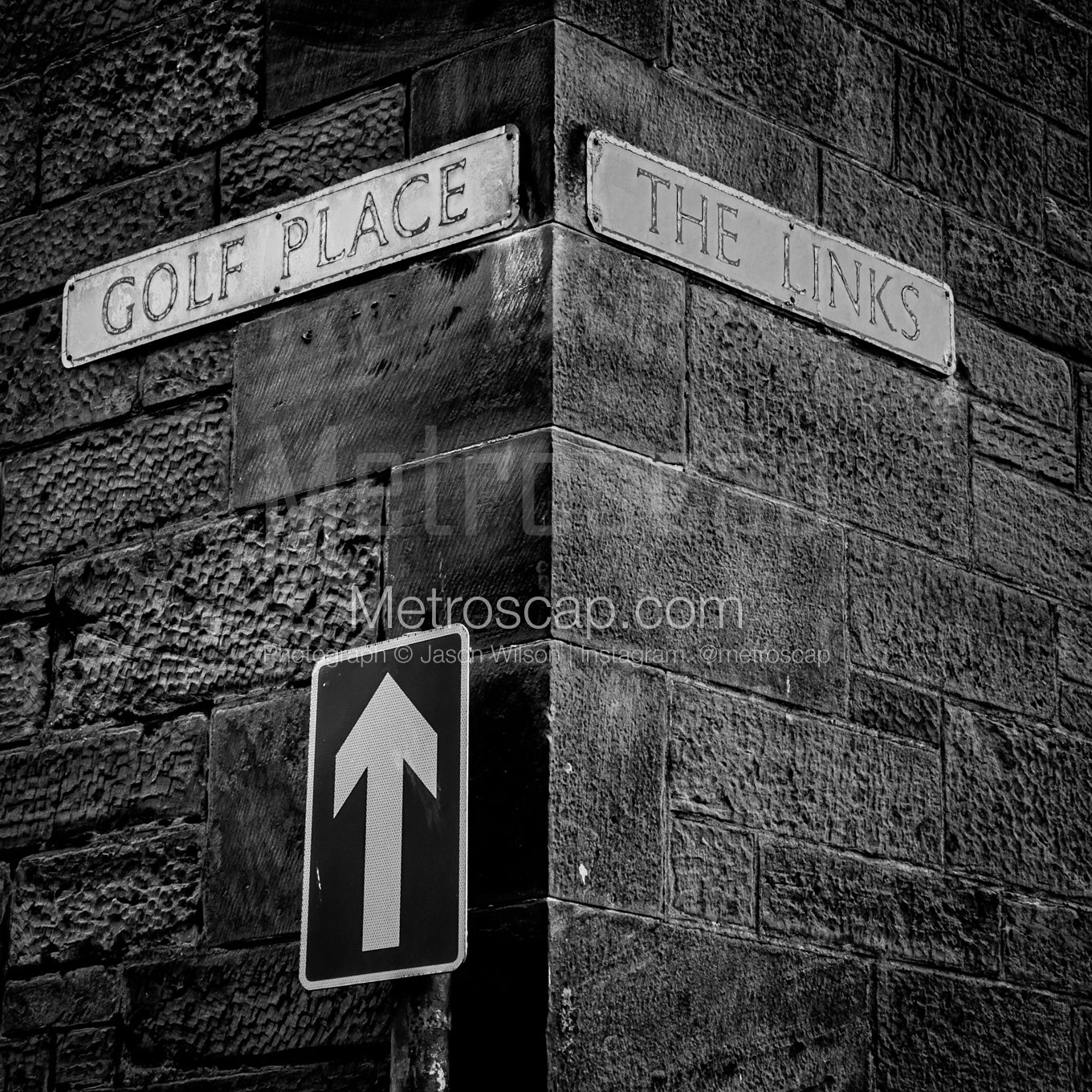 Golf Place at The Links behind 18 on the Old Course architecture black and white Photography square crop