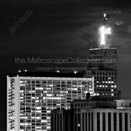 The Top of the FIrst Farmers and Merchants Bank -- St Paul Black and White Photography