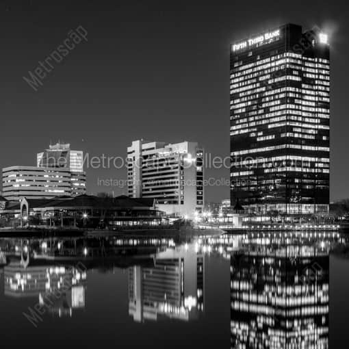 The Fifth Third Center at One Seagate at Night -- Toledo Black and White Photography