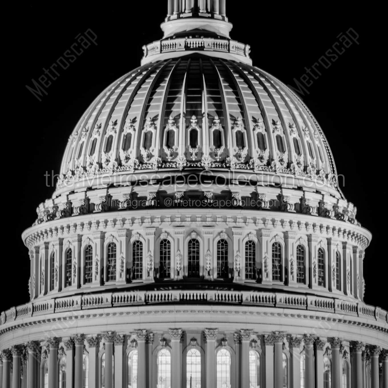 The US Capitol Building Dome architecture black and white Photography square crop