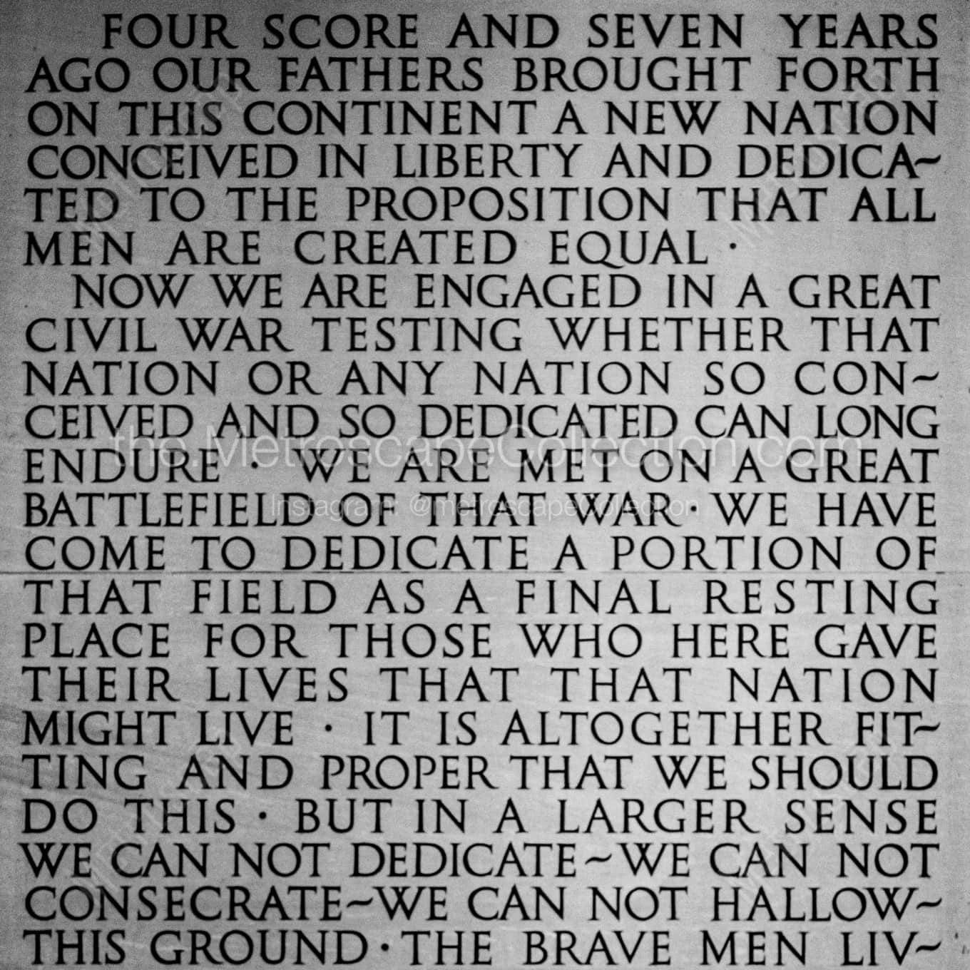 The Gettysburg Address in the Lincoln Memorial architecture black and white Photography The Gettysburg Address in the Lincoln Memorial architecture black and white Photography square crop