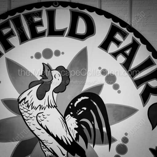 Matte Black MDF Framed Black and White Canfield Photograph: The Canfield Fair Sign in a Square Matte Black MDF Frame