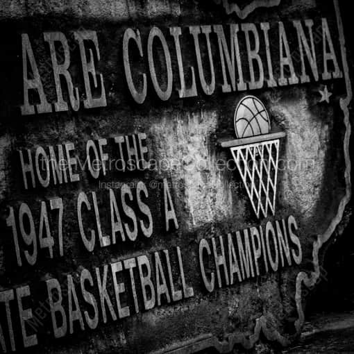 Matte Black MDF Framed Black and White Columbiana Photograph: Columbiana Ohio 1947 State Basketball Champs in a Square Matte Black MDF Frame