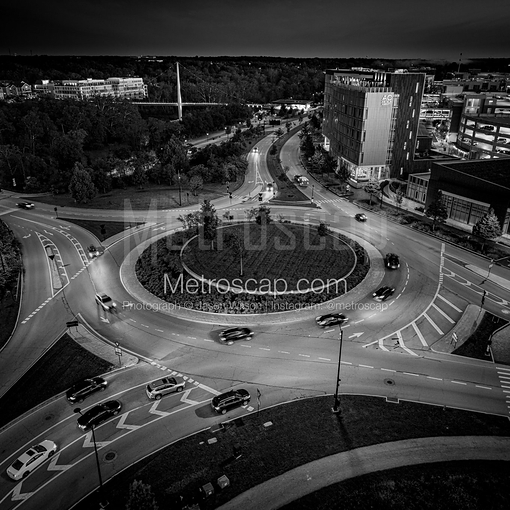 Bridge Park Traffic Circle -- Dublin Black and White Art Prints