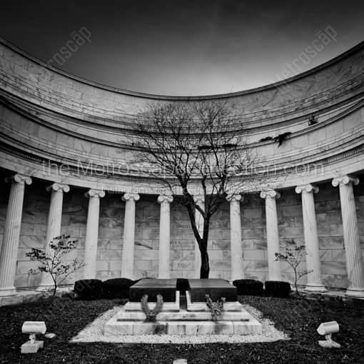 Matte Black MDF Framed Black and White Marion Photograph: Inside the Harding Memorial in a Square Matte Black MDF Frame