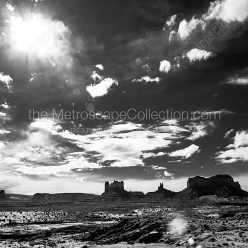 Lens Flares in Monument Valley -- Monument Valley Black and White Art Prints