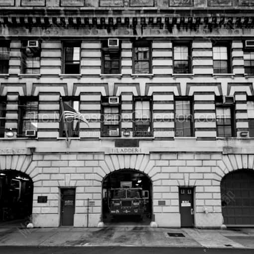 FDNY Ladder Number 1 -- New York City Black and White Artwork