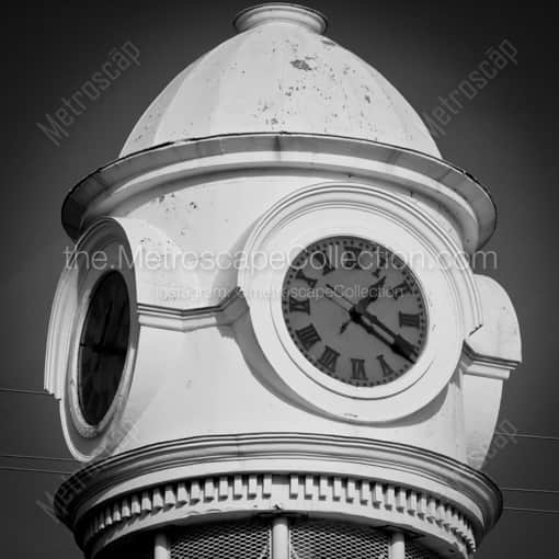 Matte Black MDF Framed Black and White Plain City Photograph: The Plain City Clock Tower in a Square Matte Black MDF Frame