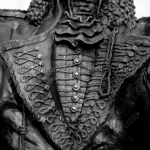 Matte Black MDF Framed Black and White Poland Photograph: The General Pulaski Statue in Poland Ohio in a Square Matte Black MDF Frame