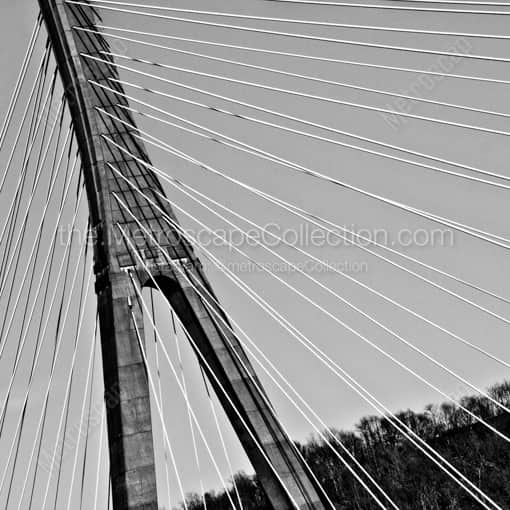 Matte Black MDF Framed Black and White Steubenville Photograph: The Top of the New Steubenville Bridge in a Square Matte Black MDF Frame