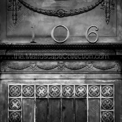 Matte Black MDF Framed Black and White Warren Photograph: The Chase Bank Building Entrance in Warren Ohio in a Square Matte Black MDF Frame