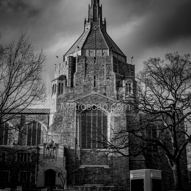 Framed Black and White prints of  Church on the Circle in Cleveland, Ohio.