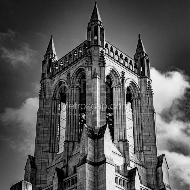 Framed Black and White prints of  The Church of the Covenant in Cleveland, Ohio.
