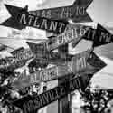 Black and White framed photos of  Seaside Florida Mileage Post in 30-A, Florida.