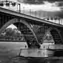 Black and White pictures of  The Fort Erie-Buffalo Peace Bridge in Buffalo, New York.