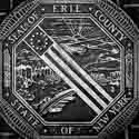 Black and White art of  The Erie County New York Seal in Buffalo, New York.