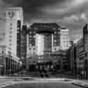 Black and White canvas of  University Hospital in Cleveland, Ohio.