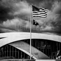 Black and White framed photos of  The National Veterans Memorial Museum in Columbus, Ohio.