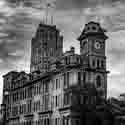 Black and White canvas of  Clinton Square in Syracuse, New York.