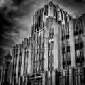 Black and White canvas of  The Niagara Mohawk Building at Dusk in Syracuse, New York.
