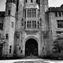 Black and White canvas of  UToledo University Hall in Toledo, Ohio.