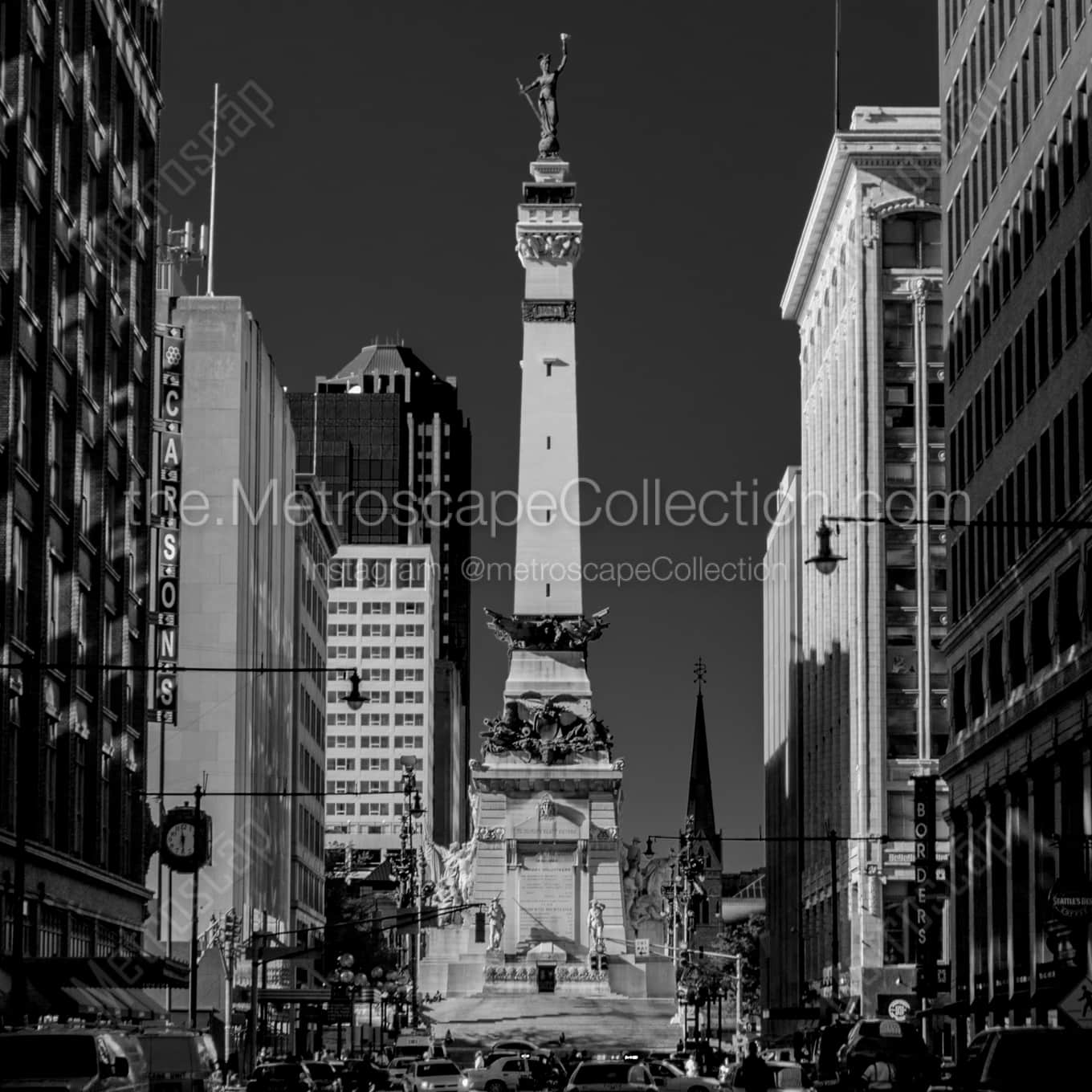 Soldiers and Sailors Monument from Meridian Street cityscape black and white Photos square crop